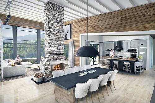 Truoba Class 115 rustic house plans dining room