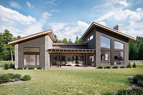 Truoba 320 U-shaped house plans elevation