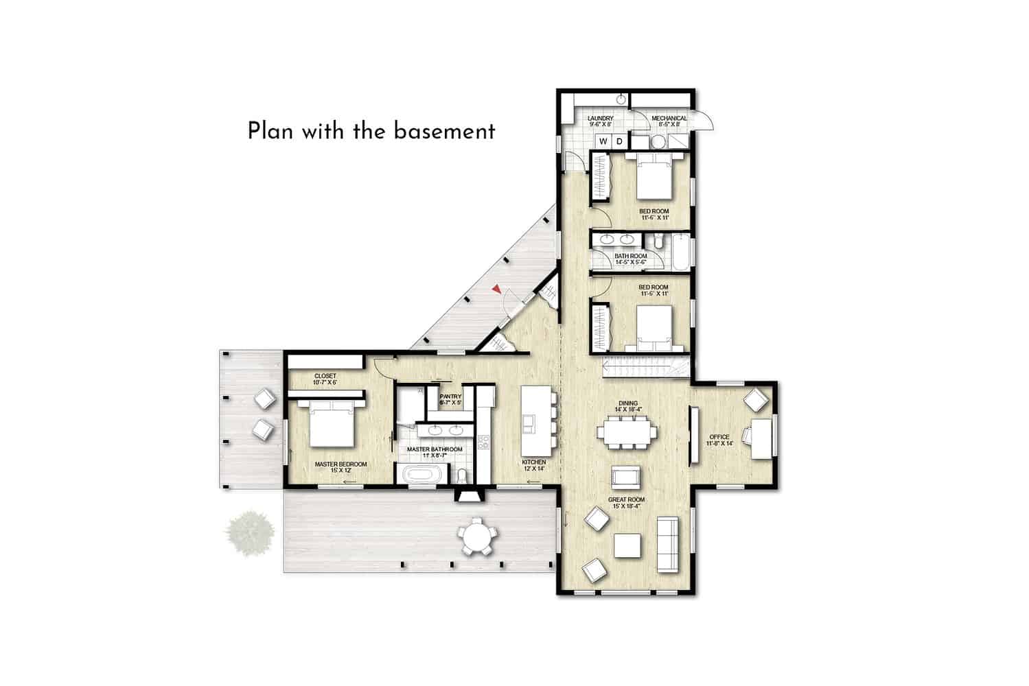 Truoba 3 bedroom house plan with basement