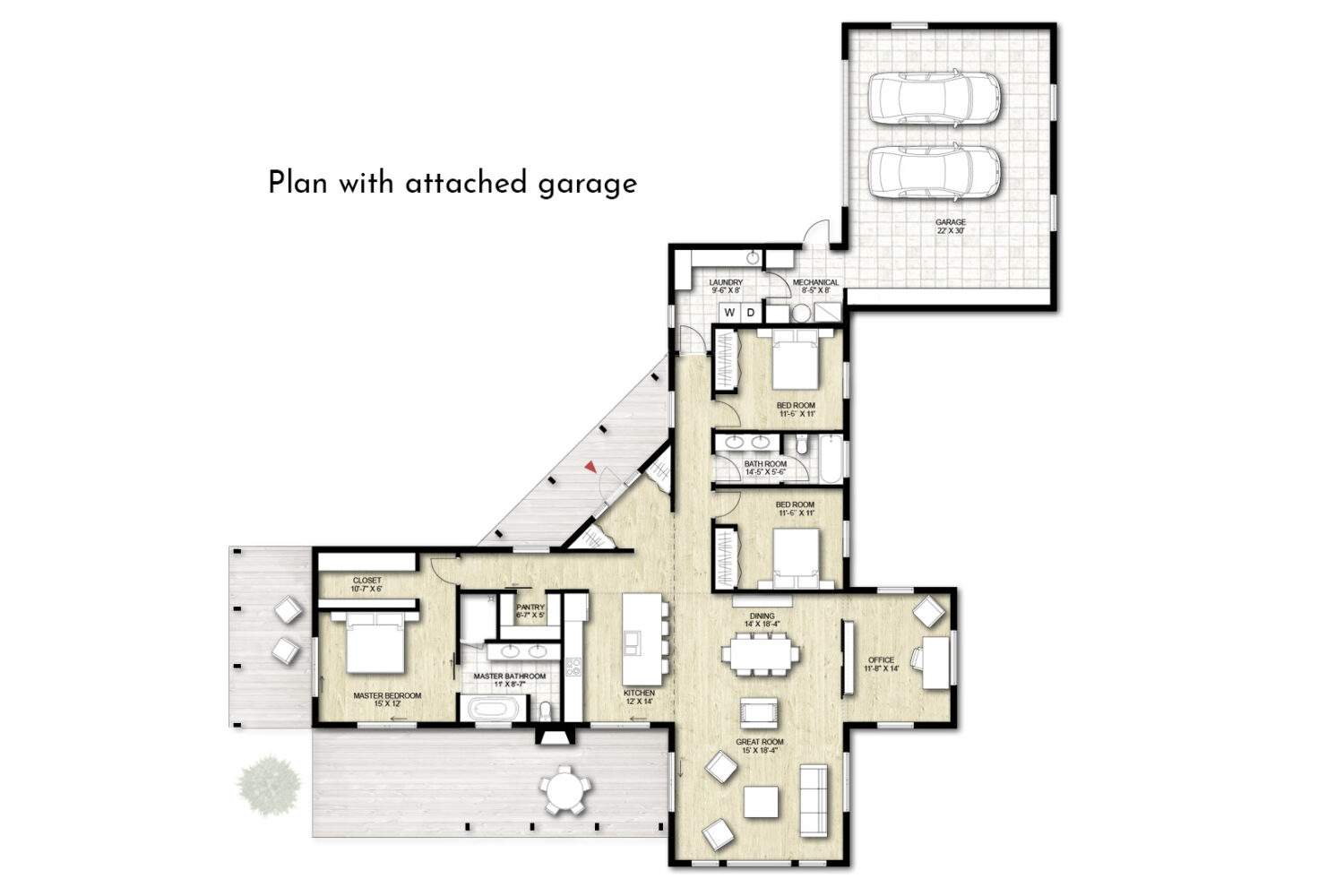 Truoba Class 115 house plan with garage