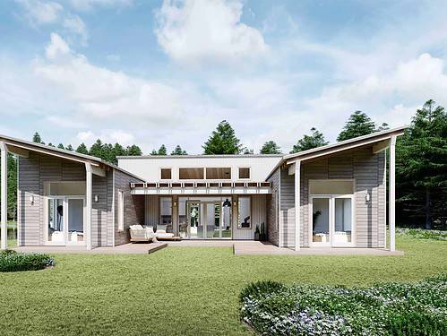 Tiered U Shaped Slope Home Features Exposed Steel Elements Tiered U Shaped Slope Home Features
