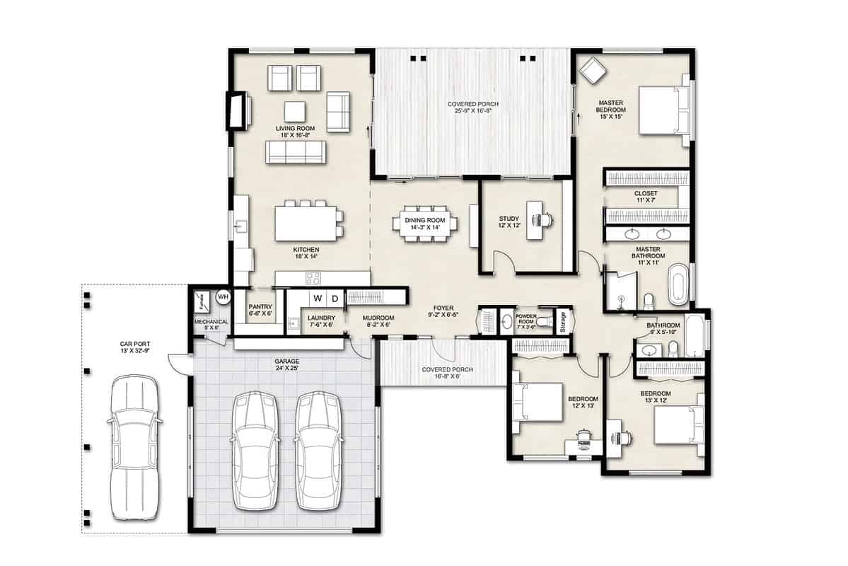 Truoba 320 U-shaped house plans