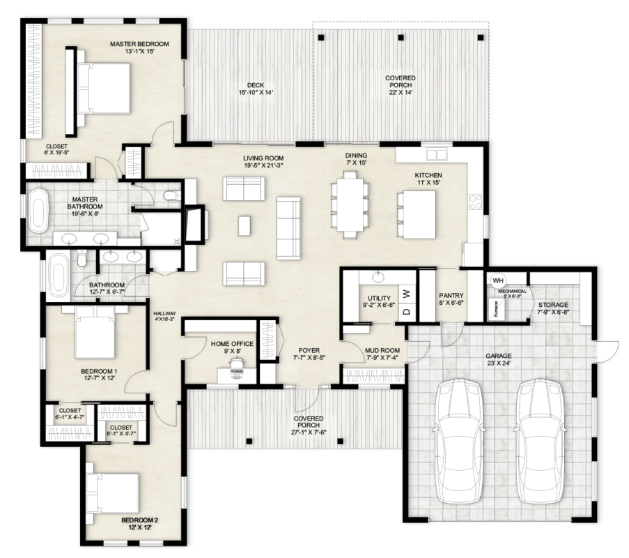 Truoba 322 | 3 Bedroom Modern Mid-Century House Plan