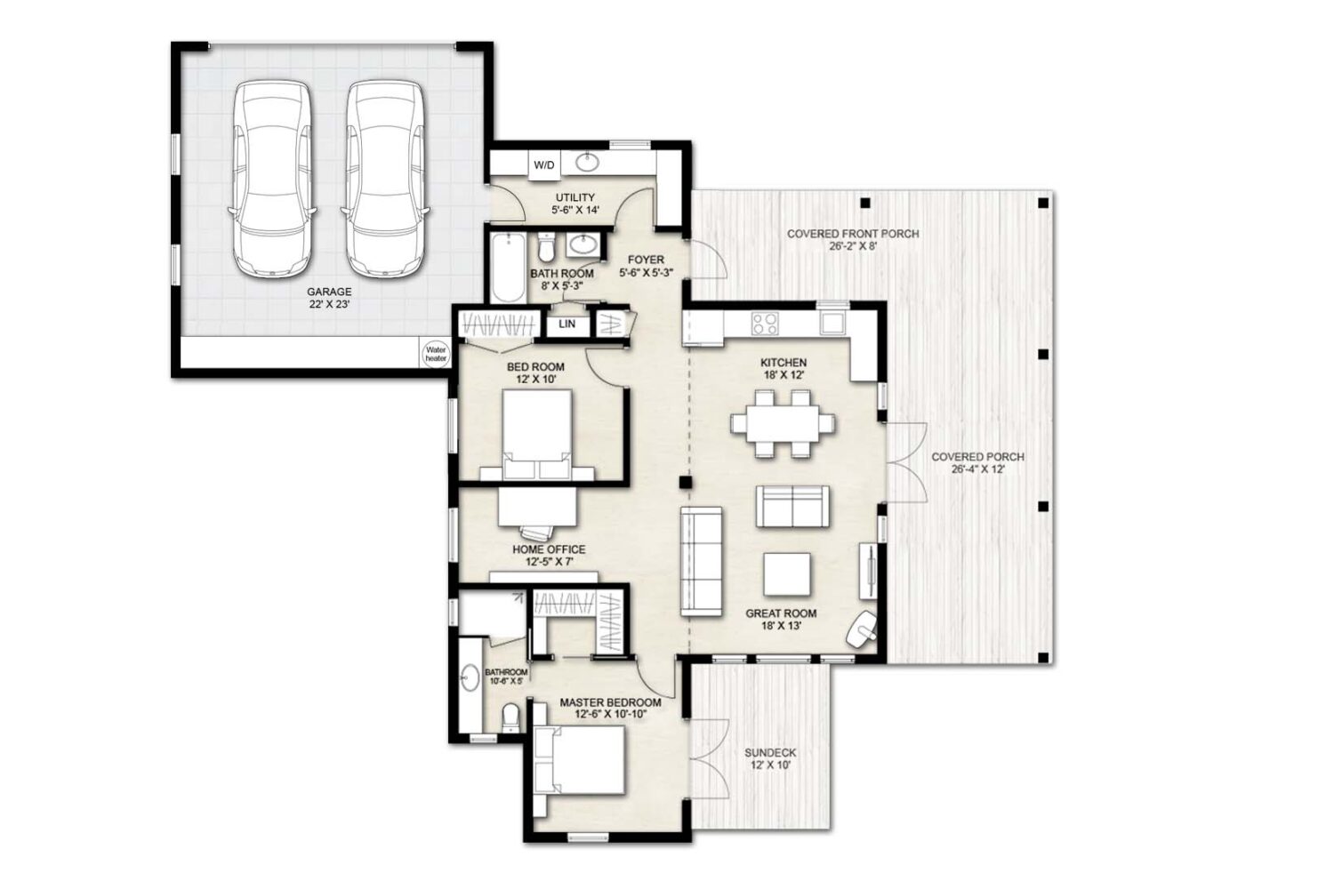 Truoba 2 bedroom house plan with garage