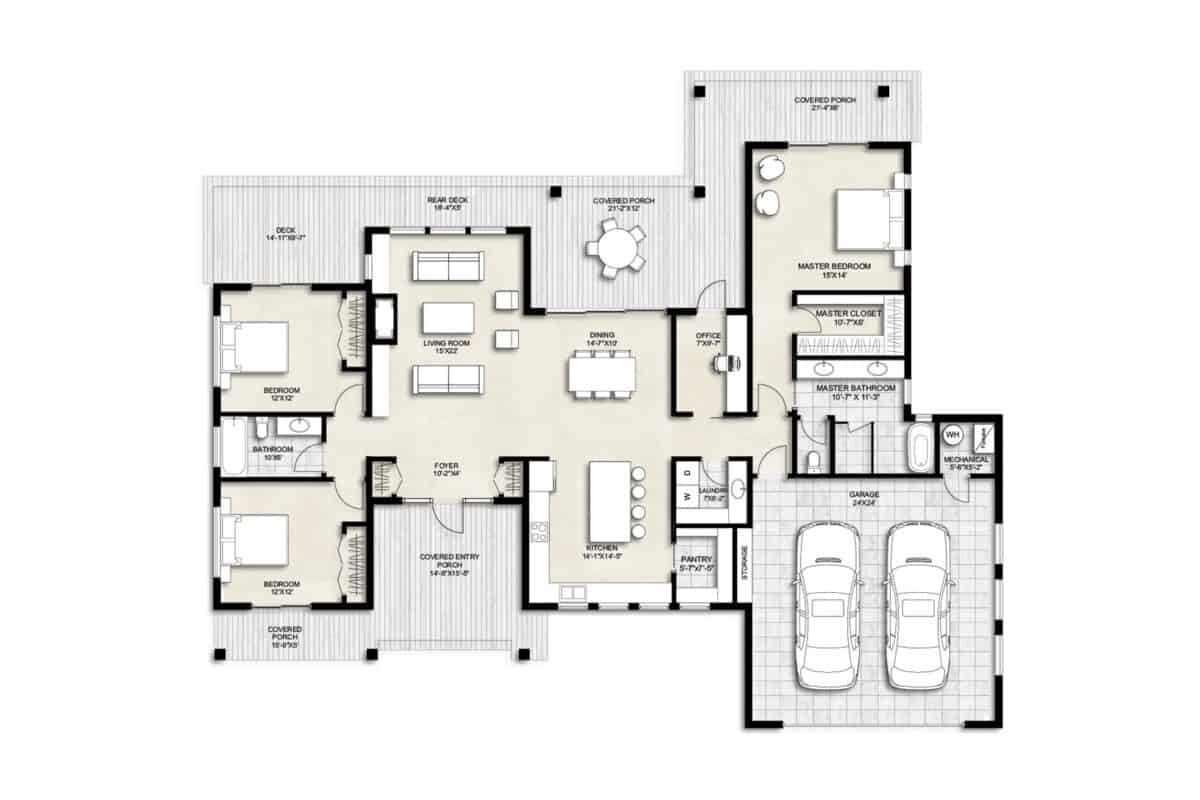 Truoba 622-3 bedroom house plan
