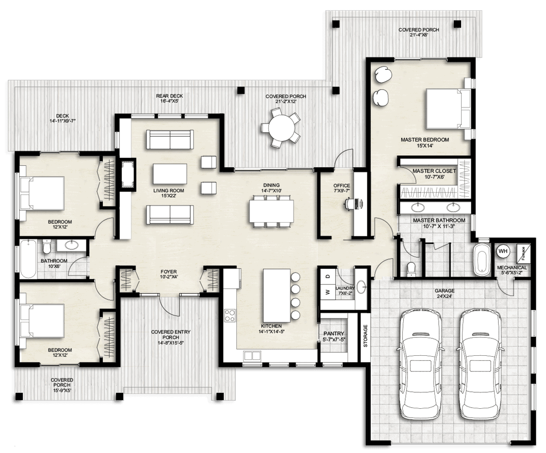 Truoba 622 Modern Mid Century House Plan