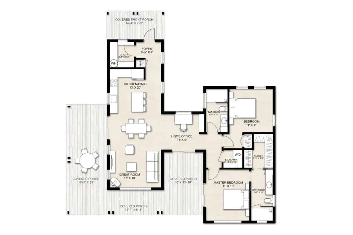 Truoba Modern 2 bedroom house plans