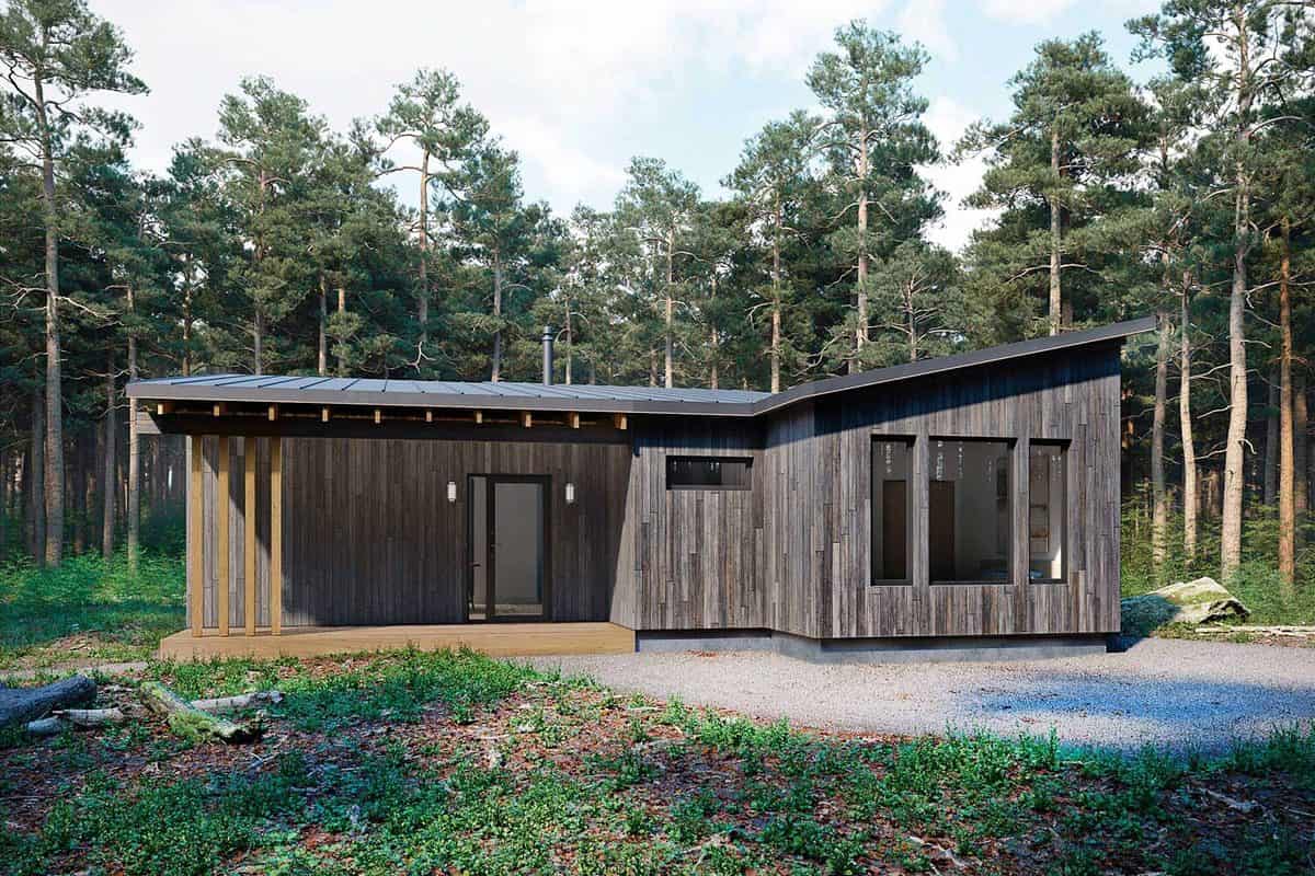 modern cabin front elevation