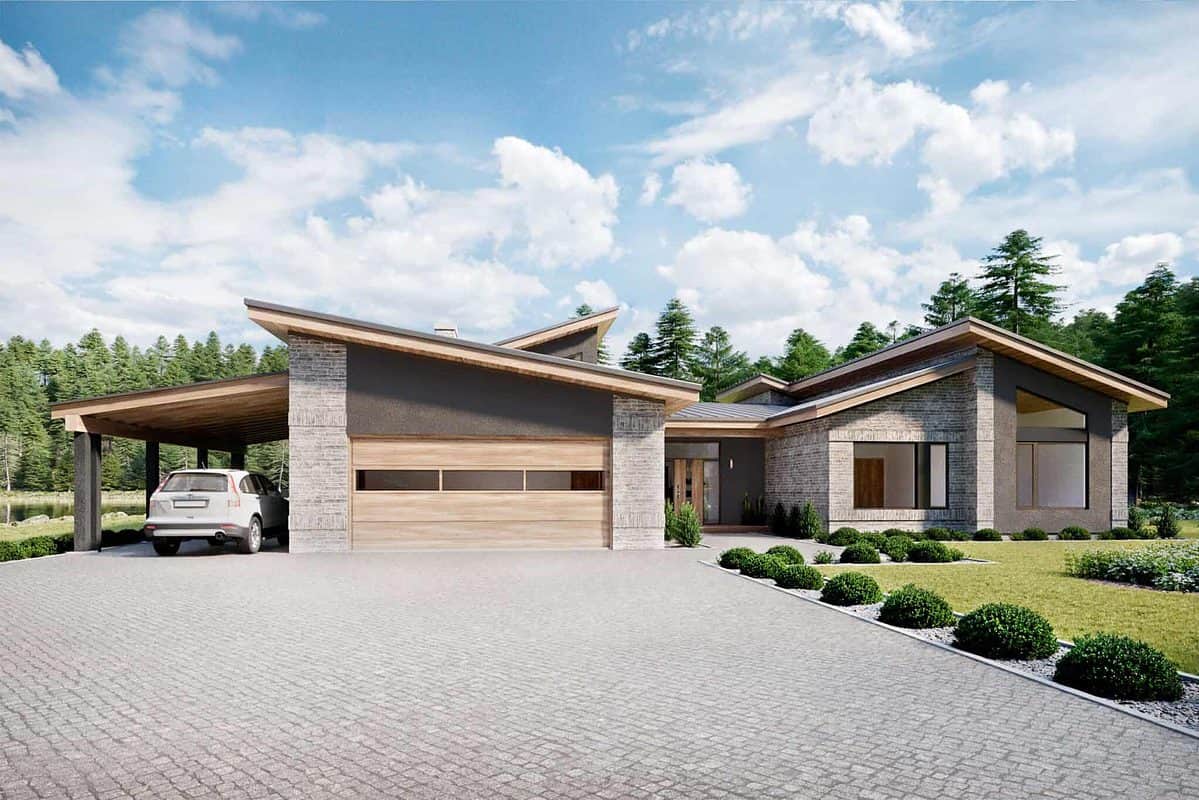 one story modern houses front elevation