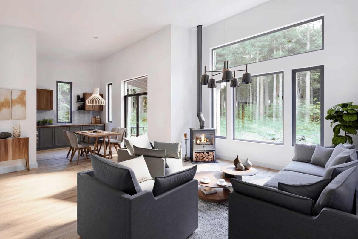 modern cabin living room
