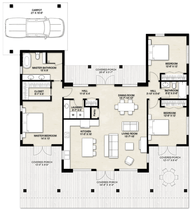 House Plans with Three Bedroom