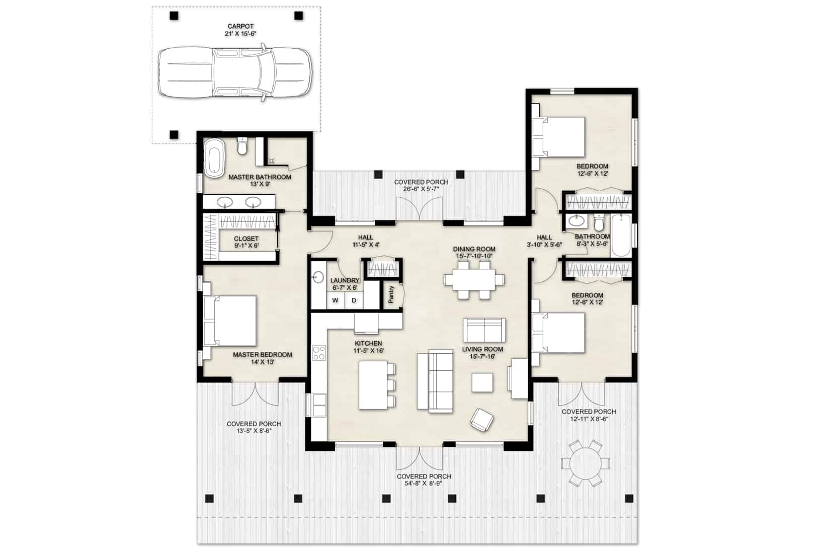 Truoba 323 3 Bedroom House Plan