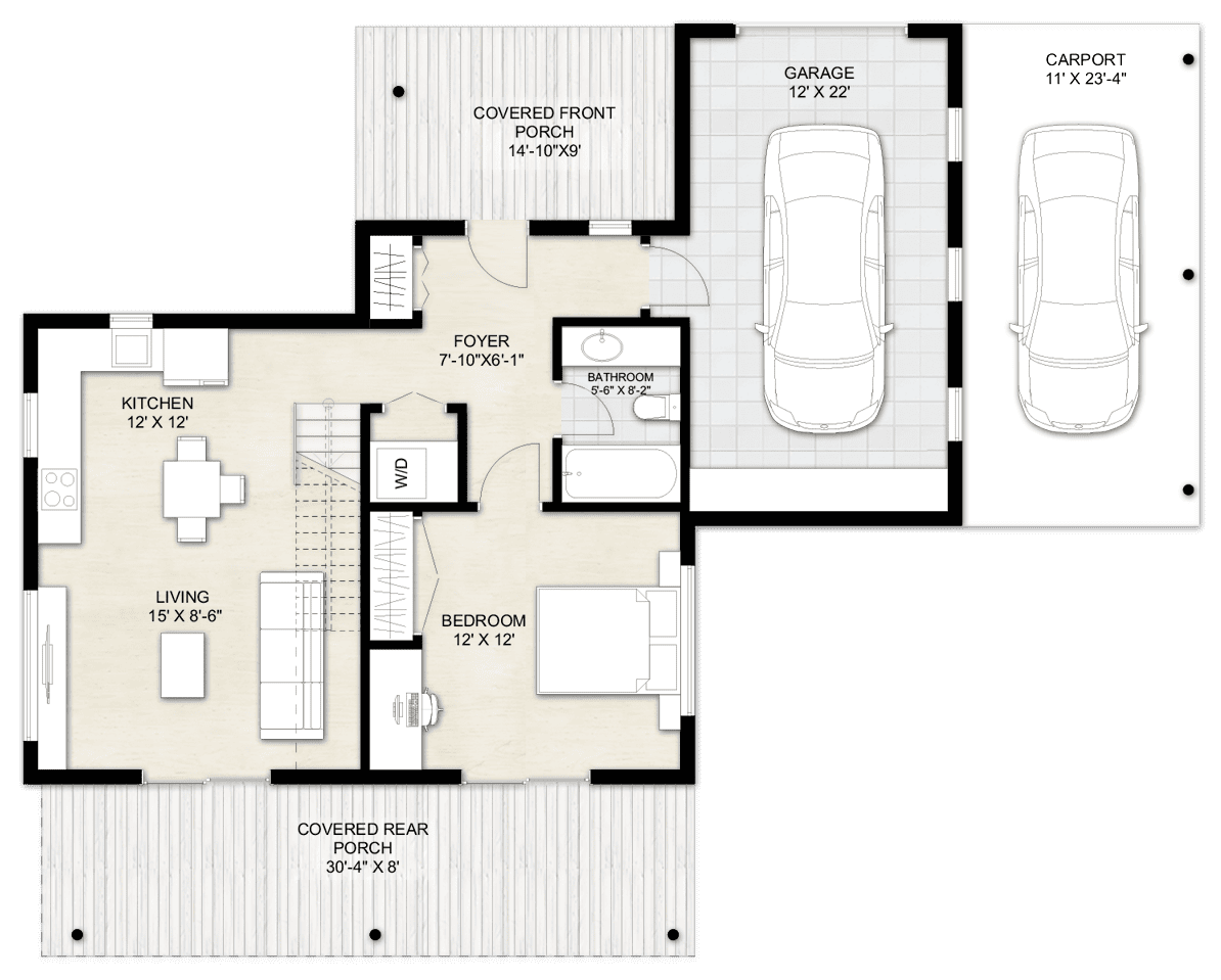 Tiny House Plan TM 623 with second floor