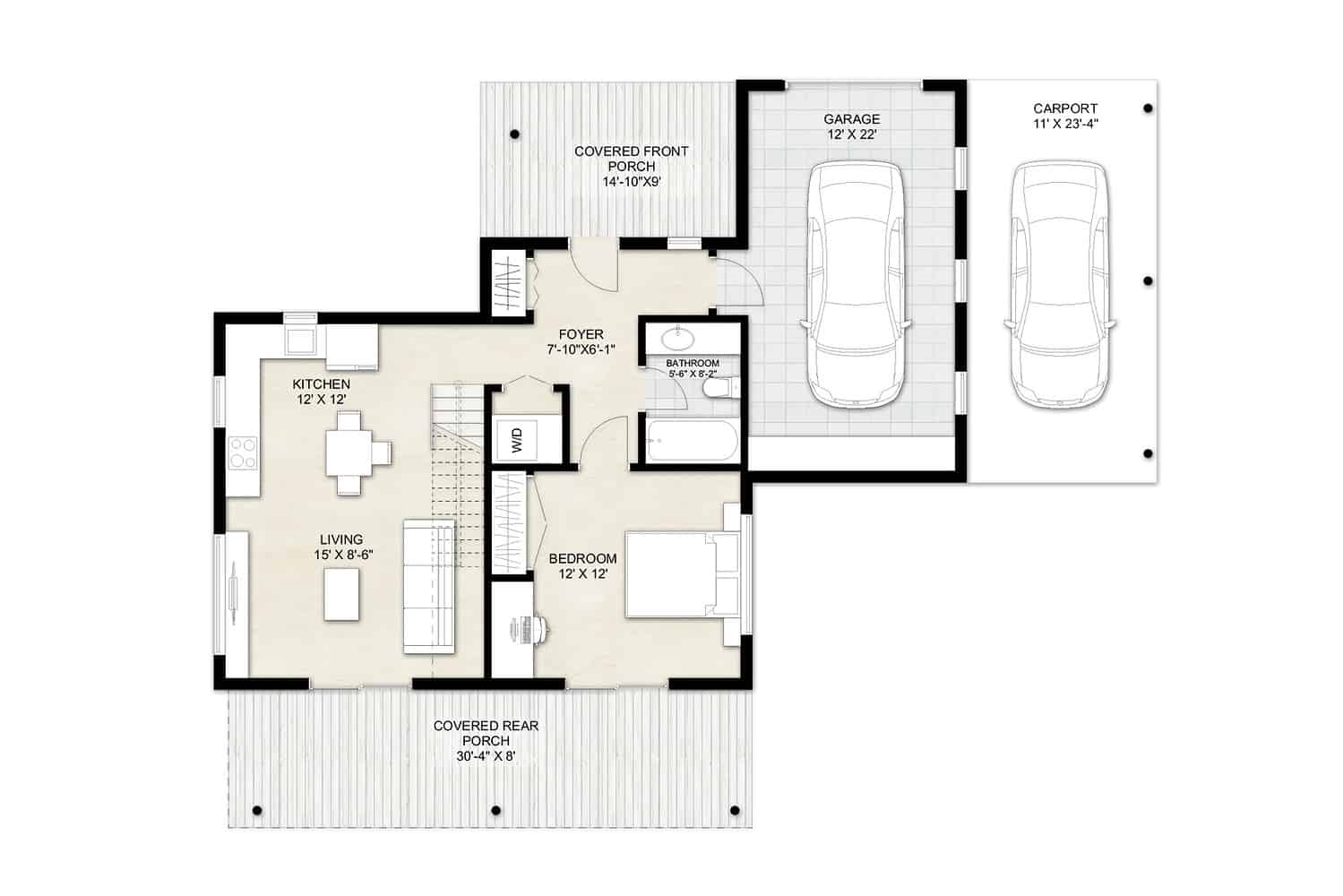 Tiny House Plan TM 623 with second floor