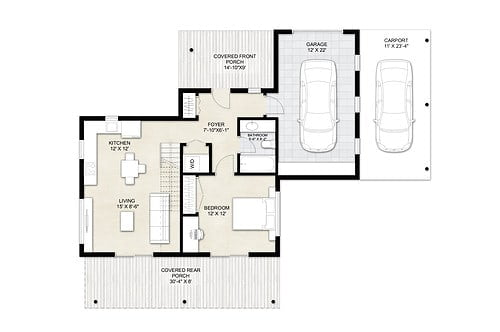Tiny House Plan TM 623 with second floor