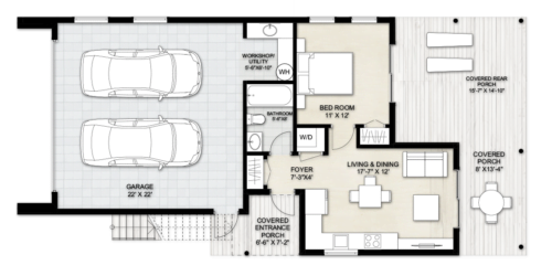 ADU House Plan T 723 with second floor