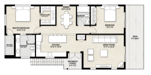 ADU House Plan T 723 with second floor