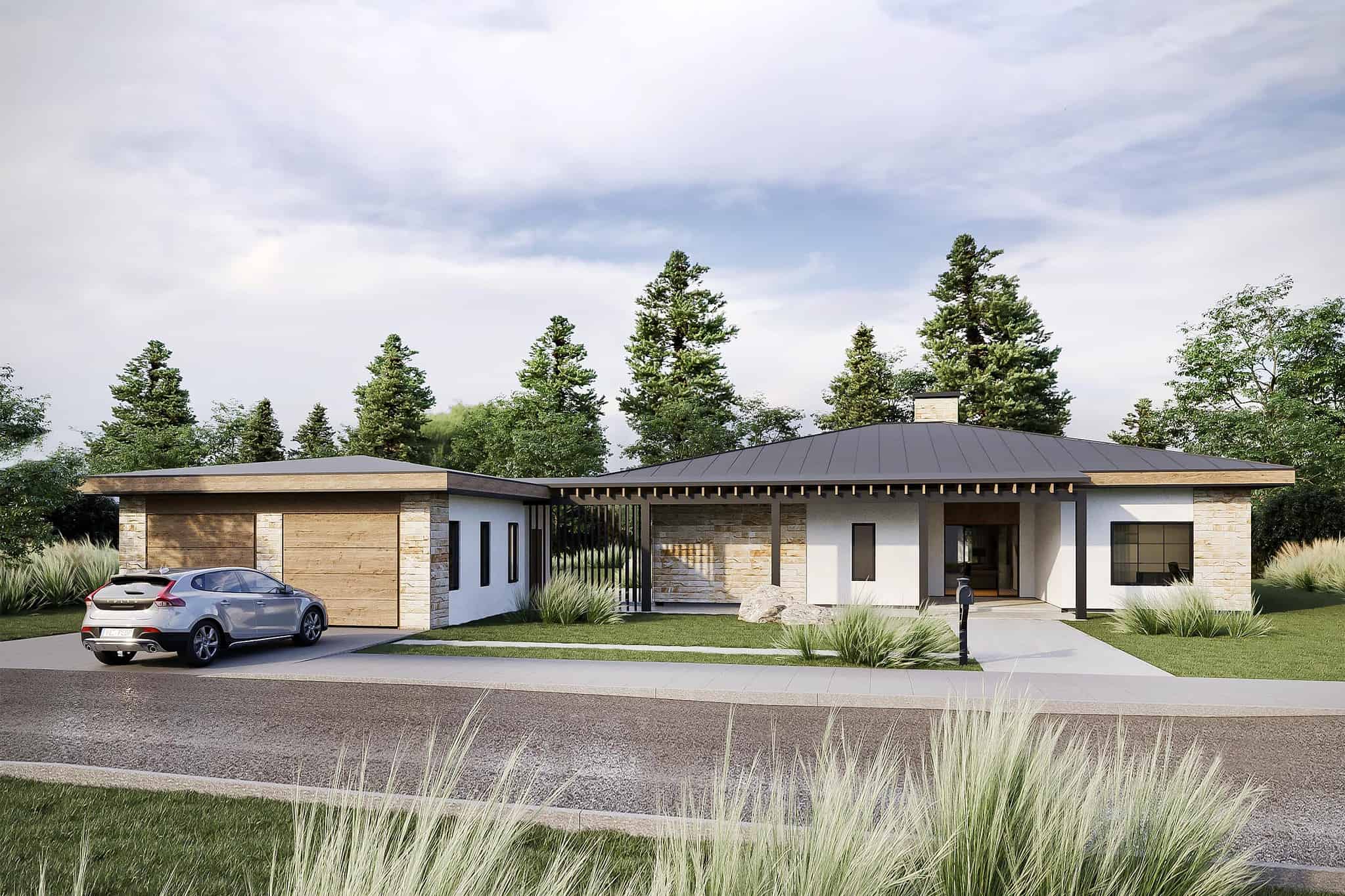 Truoba 320 | 3 Bedroom Mid-century Modern House Plan