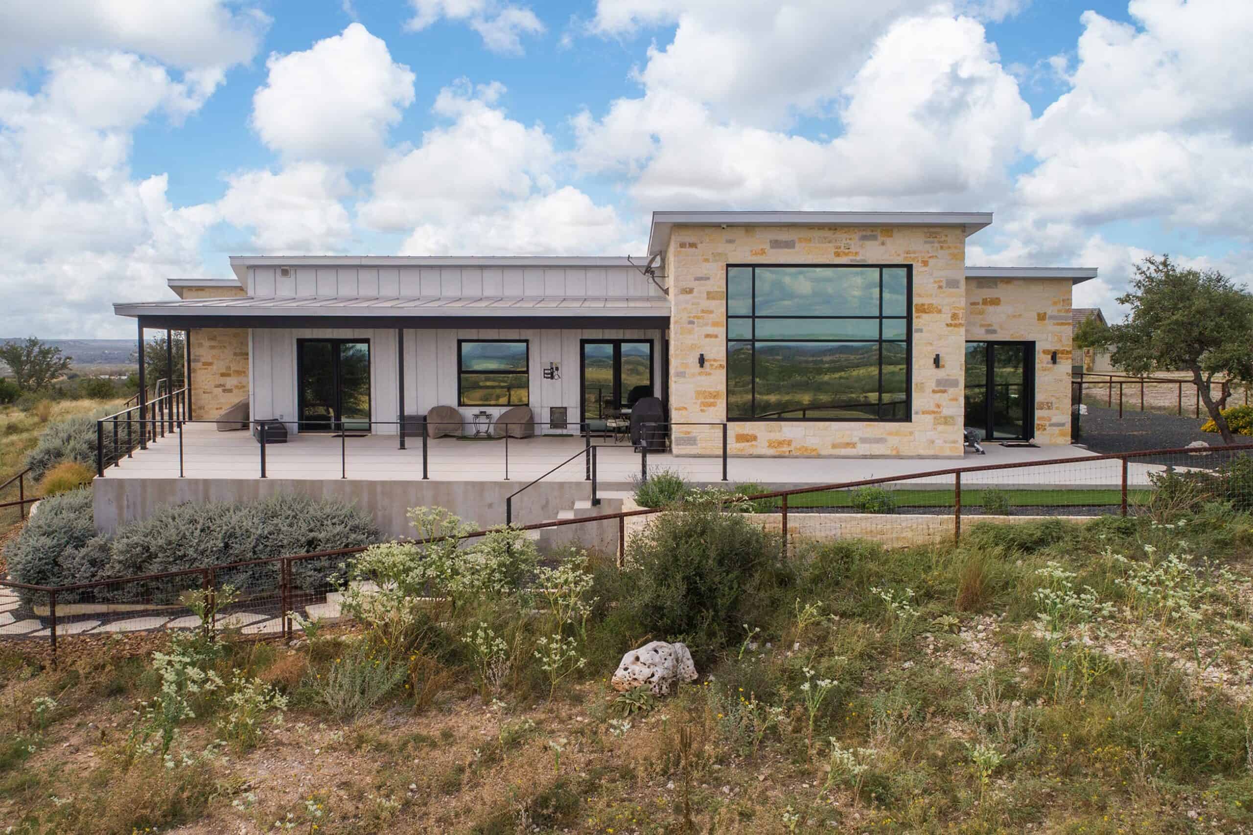 Truoba house rear elevation in Texas