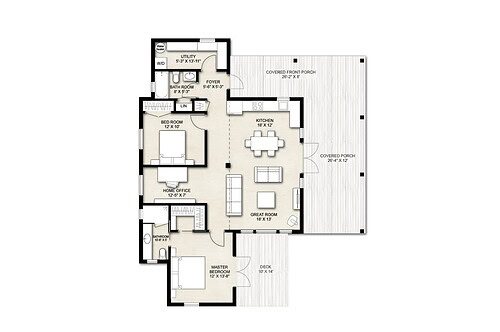 Truoba Mini 419 modern house plan 2 bedroom 2 bathroom