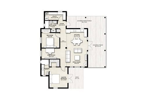 Truoba Mini 419 modern house plan 2 bedroom 2 bathroom